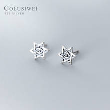 COLUSIWEI Authentic 925 Sterling Silver Vintage Hexagram Stud Earrings For Women Mysterious Eyes Korea style Fashion Jewelry 2024 - buy cheap