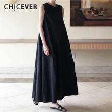 Chicever-vestido coreano feminino grande., sem mangas, gola redonda, bainha grande, moda 2020. 2024 - compre barato