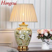 Hongchi luminária de mesa de cerâmica, luz de mesa luxo, padrão moderno de led, design para casa, quarto, sala de estar 2024 - compre barato