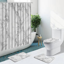 Art Marble Stripe Geometry Printing Bathroom Set Shower Curtain Non-Slip Rugs Flannel Carpet Toilet Cover With Hooks Bath Mat 2024 - buy cheap