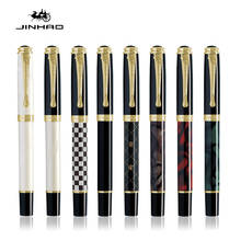 Jinhao 500 Высококачественная Металлическая черная и Золотая перьевая ручка со средним наконечником 2024 - купить недорого