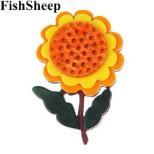 FishSheep-broches y alfileres acrílicos con diseño de girasol para mujer, broche grande con diseño de plantas y flores, accesorios de ramillete para regalo 2024 - compra barato