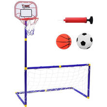 Aro de baloncesto para niños, 2 en 1, con soporte y portería de fútbol, juego deportivo para interiores y exteriores, juguete para niñas y niños 2024 - compra barato