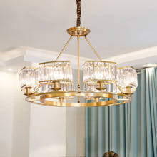 Lámpara Led de lujo para sala de estar, lámpara de araña Led E14, moderna, americana, cobre K9, iluminación de cristal, lámparas Led de araña 2024 - compra barato