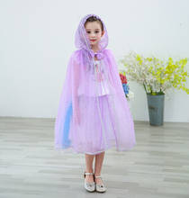 Girl Sequin Hooded Cloak Princess Accessory Elsa Belle Aurora Rapunzel Cape Kids Halloween Mantle Girls Summer Dress Up purple 2024 - buy cheap