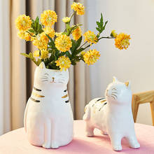 Cartoon Cat Flowerpot Animal Ceramics Vase Cactus Ornaments Succulent Plants Pot Dining Table Flower Arrangement Container Decor 2024 - buy cheap