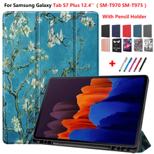 Funda para tableta Samsung Galaxy Tab S7 Plus, con portalápices, SM-T970, SM-T975, de cuero PU, 12,4 2024 - compra barato