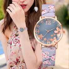 Hot Sell Floral Bracelet Leather Stap Watches for Women Stylish Fashion Quartz Wristwatch Luxury Ladies Dress Clock Reloj Mujer 2024 - buy cheap