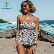 Beachsissi-traje de baño con estampado de leopardo para mujer, con cuello Tankini Halter, conjunto de dos piezas, Tankinis, ropa de playa, 2021 2024 - compra barato
