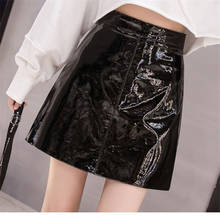 High Waist Skirt Female Short Skirt Bright Patent Leather Short Skirt Korean Mini Skirt Summer New A-line Skirt Women 2024 - buy cheap