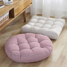 Cojín de algodón y lino a rayas para asiento de Silla, almohada de pana, tatami, futón redondo de cojín, ideal para regalo, 42cm/45cm 2024 - compra barato