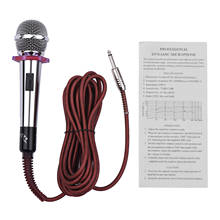 Microfone handheld dinâmico do condensador do cardióide com fio microfone 4.5m/15ft cabo 6.35mm plug para a música cantando karaoke fase ao vivo 2024 - compre barato