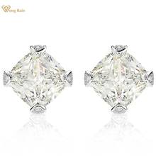 Wong Rain Classic 100% 925 Silver Created Moissanite Gemstone Wedding Engagement Ear Studs Earrings Fine Jewelry Gifts Wholesale 2024 - buy cheap