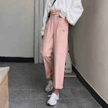 Women Casual Solid Cargo Pants Summer Loose Thin Ankle Length Pocket Pants Female Fashion Asjustable Belt High Waist Pants 2024 - buy cheap