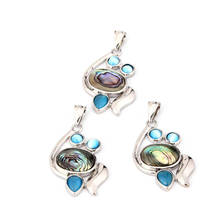 DoreenBeads Abalone Shell Pendants Zinc Based Alloy(Lead  Nickel Safe) Silver Color Marquise Multicolor 45mm x 25mm, 1 Piece 2024 - buy cheap