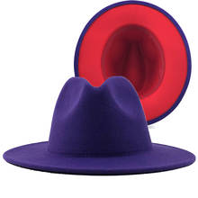 Sombrero Fedora de Jazz para hombre y mujer, sombrero de ala ancha de fieltro de lana de retales, color morado y rojo, para fiesta de Panamá, Trilby, de vaquero, para boda, 60CM 2024 - compra barato