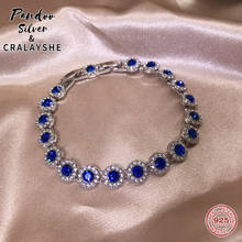 Trend s925 sterling silver jewelry 1:1 cópia, cisne azul cristal pulseira para feminino elegante aniversário presente dos namorados com logotipo 2024 - compre barato