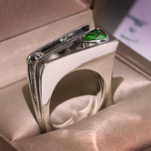 Anillo de circonia verde irregular para mujer, joya de cristal y plata, joya de compromiso de boda, regalo de fiesta, novedad 2024 - compra barato
