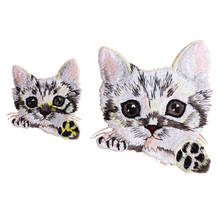 2pcs/set cat patches for clothing 3D animal embroidered Patches DIY iron on kitten parches Embroidery applique animals cat 2024 - buy cheap