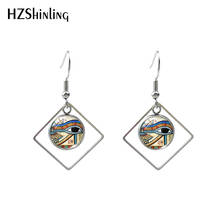 Vintage Horus Eye Printing Rhombus Hook Earrings Glass Cabochon Earrings Jewelry 2024 - buy cheap