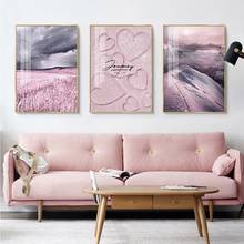 Nordic Pink Feather Life Quotes Wall Art Canvas Paintings Wall Seascape Posters Pictures Art Prints Living Girls Room Home Decor 2024 - buy cheap