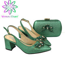 Zapatos de tacón alto de estilo Nigeriano para mujer, calzado de fiesta, boda, Color verde, de Metal y decoración de boda, 2021 2024 - compra barato