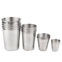 30-320ml Drinking Glass Stainless Steel Shot Glasses Cups Wine Beer Whiskey Mugs Outdoor Home White Spirit Cup Tea Milk Mugs 2024 - купить недорого