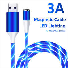 3A Magnetic Cable Charger USB Type C Cable For iPhone 12 Samsung Colorful LED Light Micro USB Mobile Phone Cable Charging Wire 2024 - buy cheap