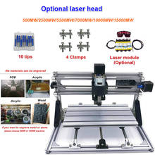 Mini roteador cnc desmontado a laser 2 em 1, máquina de gravação diy com controle grbl, cabeça gravadora a laser opcional, desmontada à laser, 1610 pro 2024 - compre barato