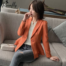 PEONFLY Single Button White Black Blazer Female Long Sleeve Office Ladies Blazer 2019 Autumn Jacket Women Outerwear Suit Coats 2024 - buy cheap