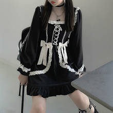 Japanese Lolita Gothic Dress Girl Patchwork Vintage Designer Mini Dress Japan Style Kawaii Clothes Fall Dresses for Women 2021 2024 - buy cheap