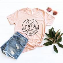 Camiseta Vintage de fiesta de cumpleaños para mujer, ropa de calle 51th, de algodón de talla grande, camisetas de manga corta con cuello redondo a la moda 1970 2024 - compra barato