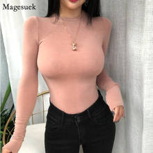 Camisa sensual para mulheres, camiseta para mulheres com transparência, gola redonda, manga longa, estilo coreano, 13962 2024 - compre barato