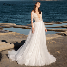 Lakshmigown A Line Long Sleeve Boho Wedding Dress 2020 Tulle Lace Long Ivory Vestido De Novia Illusion Back robe de mari 2024 - buy cheap