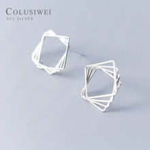 Colusiwei Real 100% 925 Sterling Silver Anti-Allergy Stud Earring for Women Simple Stackable Geometric Ear Pin Fine Jewelry 2024 - buy cheap