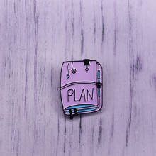 Cartoon Notebook Lapel Pin Making Plans On The paper Enamel Brooch Pink Blue Badge 2024 - buy cheap