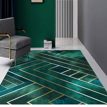 Nordic Modern luxury gold line dark green Carpet Modern 3D Geometric Pattern Home Area Rug Simple Bedroom Coffee Table Floor Mat 2024 - buy cheap