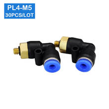 Alta qualidade 30 peças de visual, rosca macho m5 para encaixes de conector pneumático de cotovelo de 4mm 2024 - compre barato