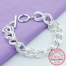 Lindo bracelete fashion com pingentes de prata esterlina 925, joia com corrente de prata para presente de festa feminina 2024 - compre barato