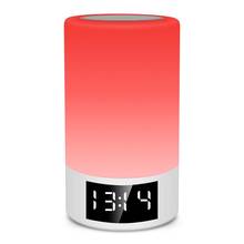 Часы, будильник, Bluetooth колонки Беспроводной ночной Светильник Портативный Бумбокс FM радио TF карта звуковая коробка с сенсорным экраном Управление Красочный светодиодный 2024 - купить недорого