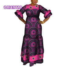 African Dresses for Women Bazin Riche African Dashiki Flare Sleeve Maxi Dress with Applique Robe Africaine Femme 2020 WY3926 2024 - buy cheap