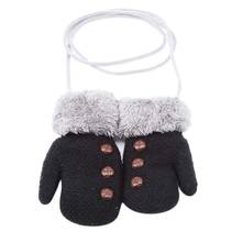 Inverno bebê meninos meninas luvas de dedo cheio crianças luvas de corda acrílico quente tricô botão sólido mittens 2024 - compre barato