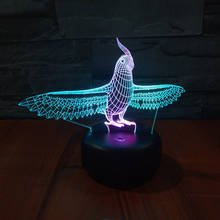 Светодиодный ночник Parrot с 3D подсветкой, двухцветная сенсорная usb настольная лампа, 7 меняющих цвет детских вечерних ламп для дня рождения 2024 - купить недорого