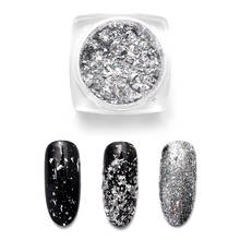 Rolabling glitter para unhas 0.2g, espelhado, prata, pontas de unhas, lantejoulas brilhantes, arte de unha, pó de glitter, decorações para unhas 2024 - compre barato