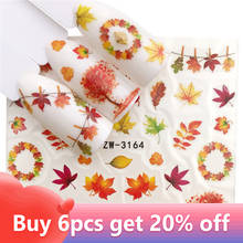 1 Sheet Autumn Maple Leaf Nail Sticker Water Transfer Decals Mixed Design DIY Nail Art Tips Decoration Polish Tools 2024 - compre barato
