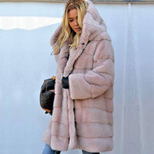 Inverno grosso quente casaco de pele do falso feminino plus size com capuz manga longa jaqueta de pele do falso casacos de pele de inverno de luxo bontjas y105 2024 - compre barato