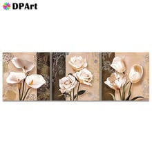 3 pçs daimond pintura completa quadrado/broca redonda flor 5d diamante strass bordado pintura ponto cruz kit imagem m1005 2024 - compre barato