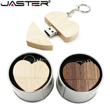 JASTER-unidad flash usb 2,0 de madera de nogal, pendrive creativo de Arce, corazón de amor + caja, 4GB, 8GB, 16GB, 32GB, 64GB, logotipo de regalo 2024 - compra barato