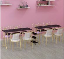 Gold black marble manicure table and chair single double table manicure table manicure shop table and chair set combination 2024 - buy cheap