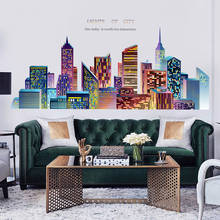 Large City Buildings Wall Stickers Modern Teeanger Living Room Sofa Backdrop Bedroom Decoration Aesthetic Wallpaper Wallstickers 2024 - buy cheap